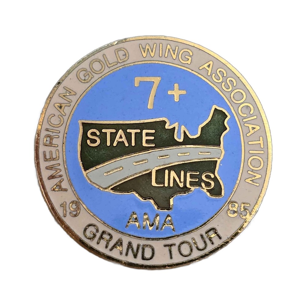 American Gold Wing Association 1985 Grand Tour Lapel Vest Hat Pin J12